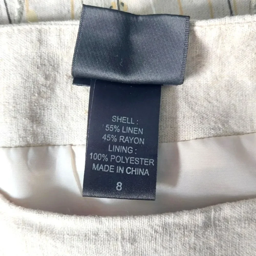 Tailor B. Moss Wildflower Print Embroidered Linen Pencil Skirt Sz 8 - Picture 6 of 7